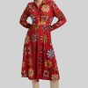 James Lakeland Dresses | Jewelled Button Print Midi Dress Red