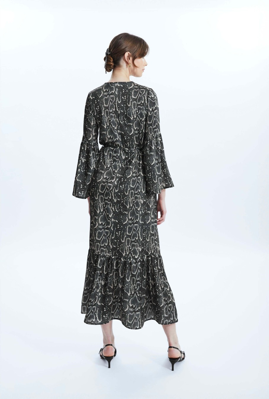 James Lakeland Dresses | Python Print Belted Dress Black-Beige