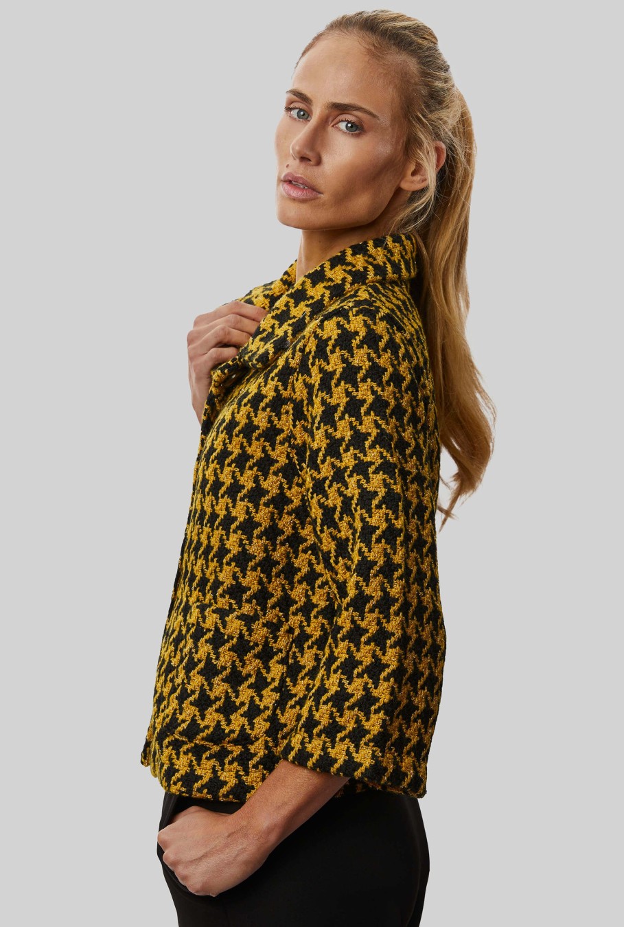 James Lakeland Coats & Jackets | Short Houndstooth Jacket In Yellow-Black