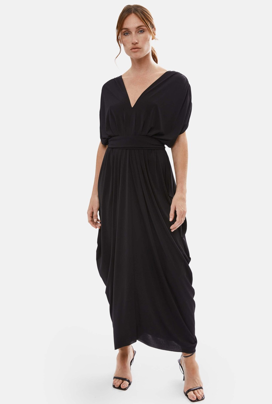 James Lakeland Dresses | Batwing Pleated Maxi Dress Black