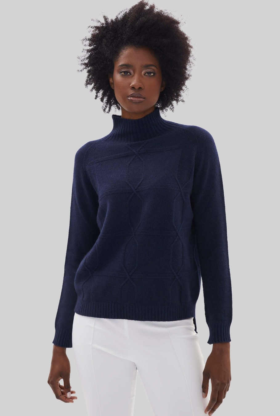 James Lakeland Tops & Knitwear | Cross Diamond Knit Navy