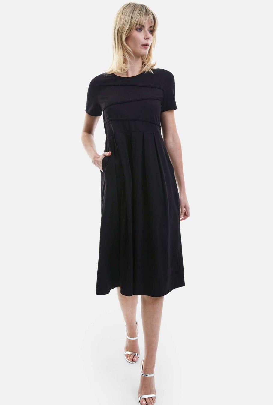 James Lakeland Dresses | Pin Tuck Pocket Midi Dress Black