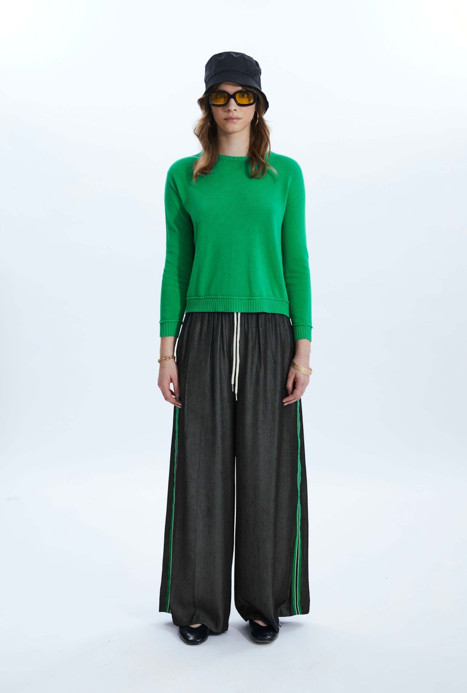 James Lakeland Tops & Knitwear | Scoop Neck Piped Edge Knit Green