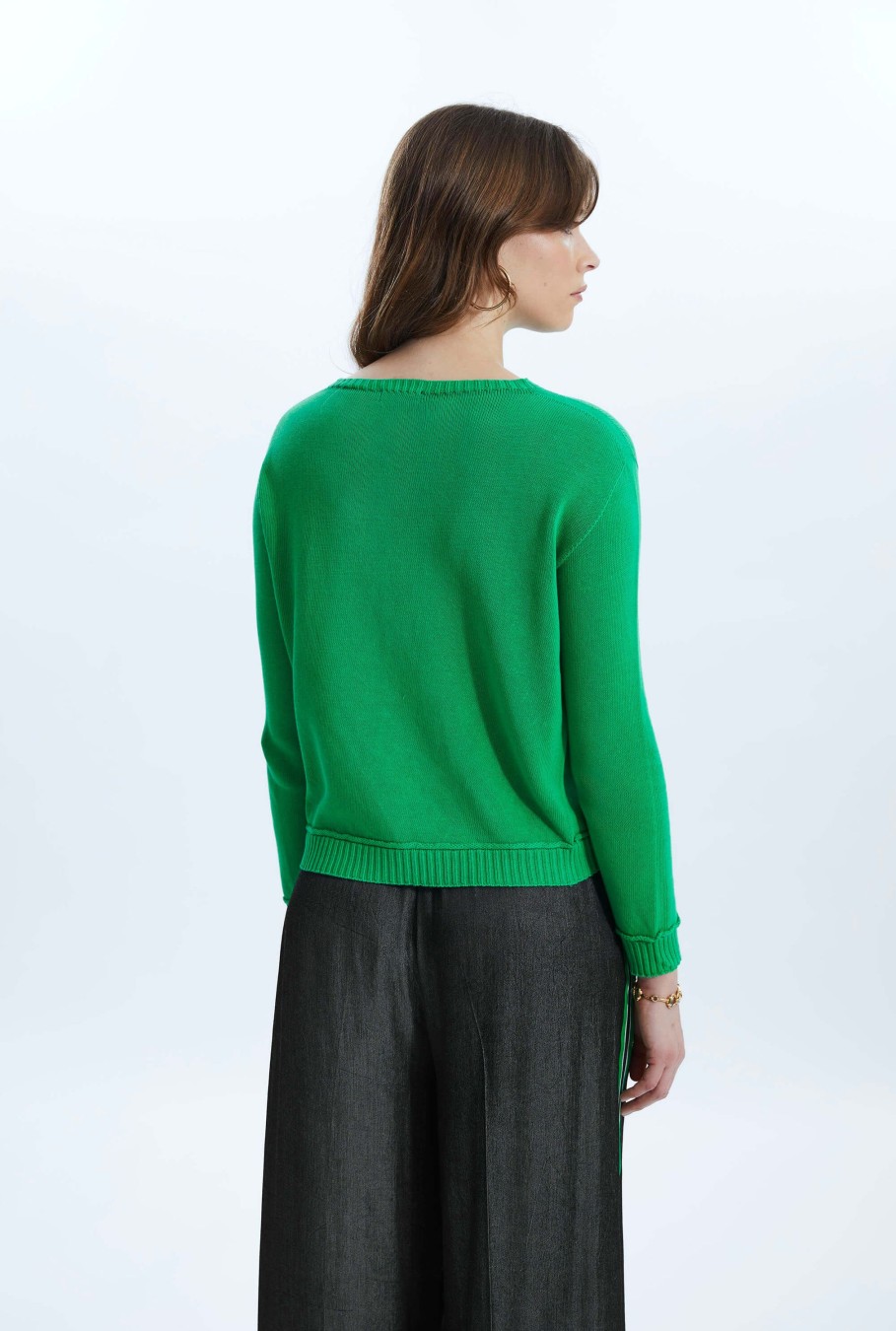 James Lakeland Tops & Knitwear | Scoop Neck Piped Edge Knit Green