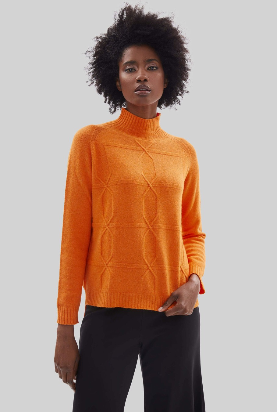 James Lakeland Tops & Knitwear | Cross Diamond Knit Orange