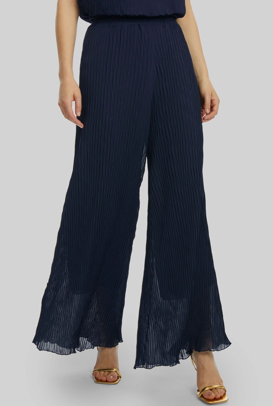 James Lakeland Trousers | Pleated Cropped Trousers Navy