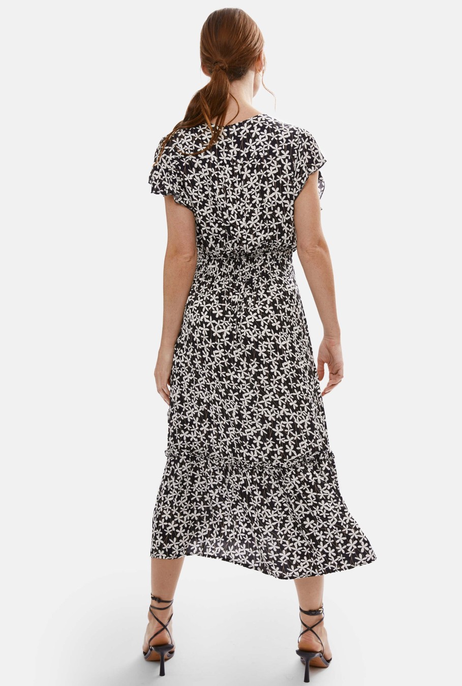 James Lakeland Dresses | V-Neck Ruffle Sleeve Midi Dress