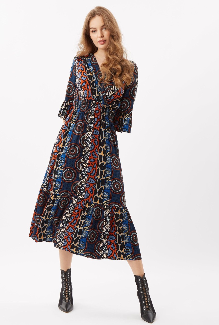 James Lakeland Dresses | Flute Sleeve Midi Dress