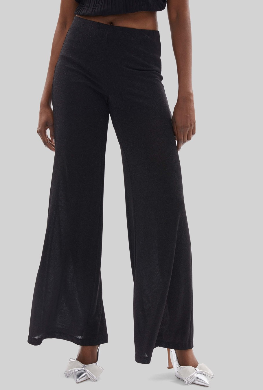 James Lakeland Trousers | Lurex Evening Palazzo Trousers Black