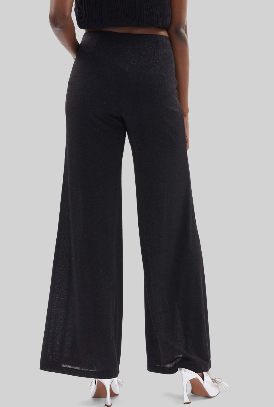 James Lakeland Trousers | Lurex Evening Palazzo Trousers Black