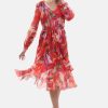 James Lakeland Dresses | Belted Midi Dress Red