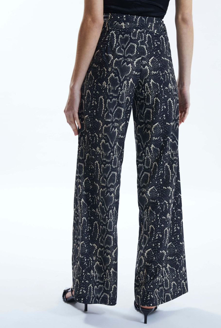 James Lakeland Trousers | Python Print Trousers Black-Beige