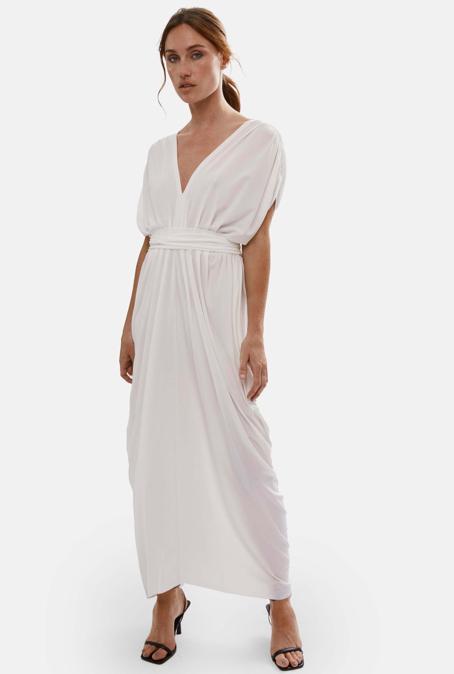 James Lakeland Dresses | Batwing Pleated Maxi Dress Cream