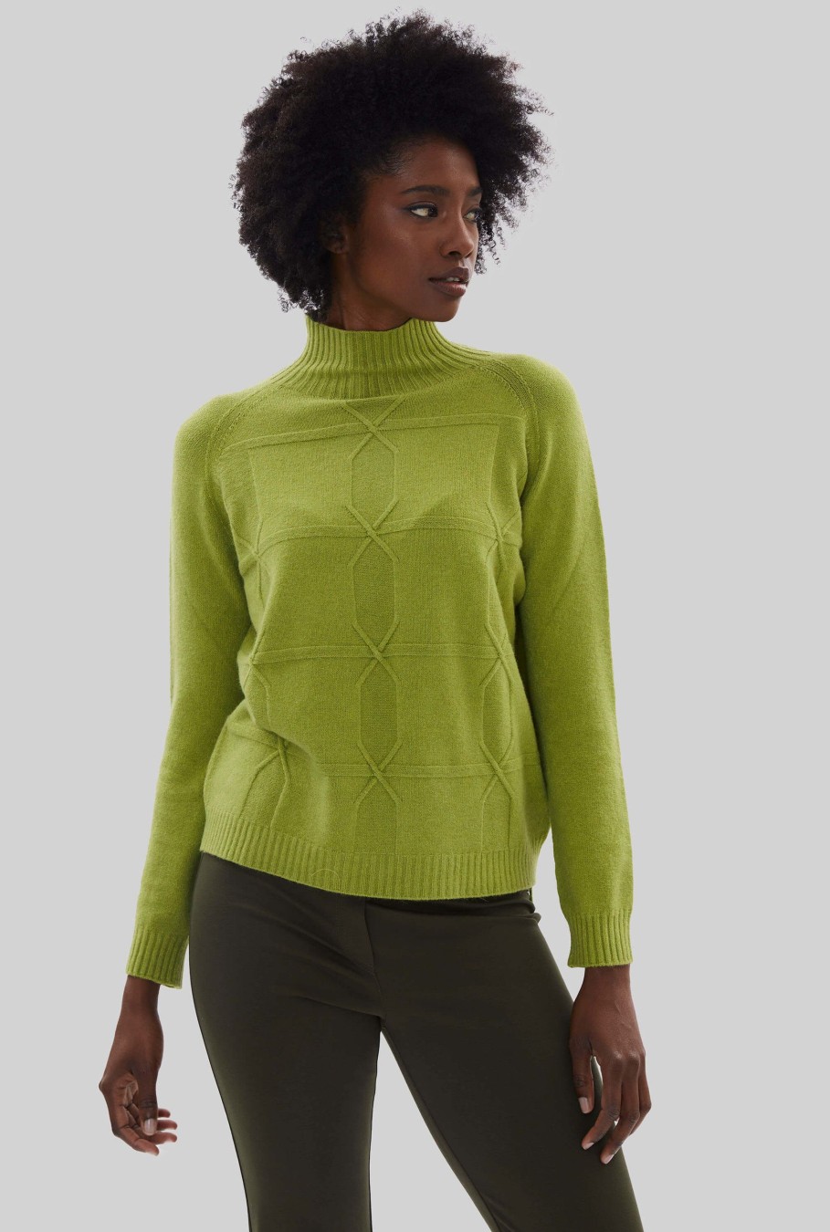 James Lakeland Tops & Knitwear | Cross Diamond Knit Green