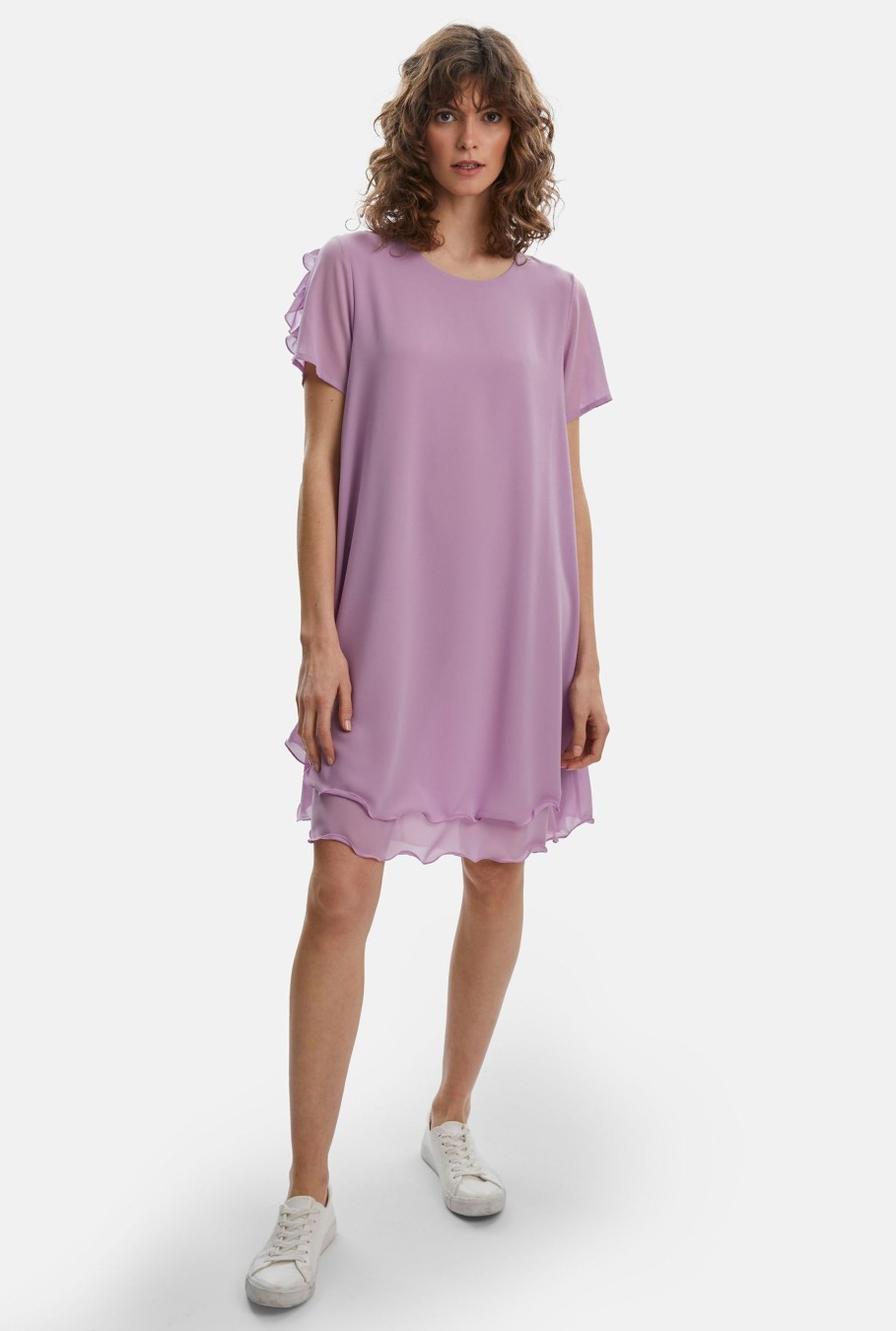 James Lakeland Dresses | Short Sleeve Wave Hem Dress Lilac