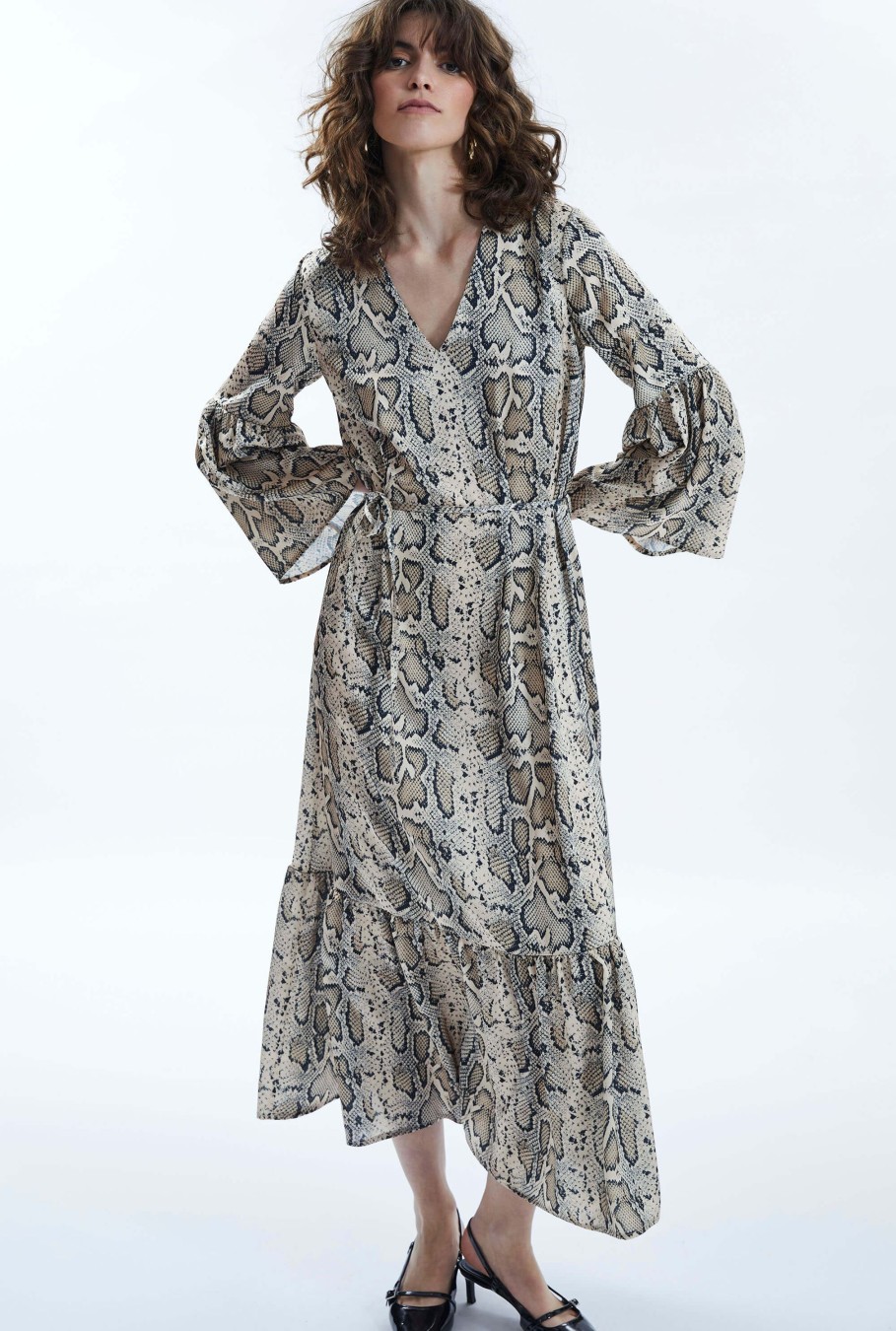 James Lakeland Dresses | Python Print Belted Dress Beige