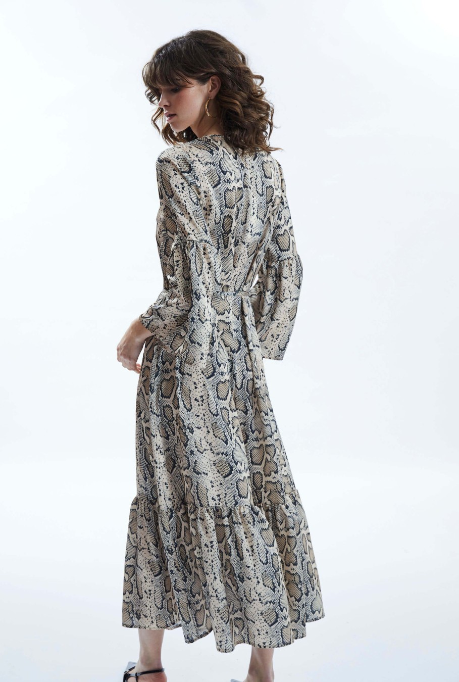 James Lakeland Dresses | Python Print Belted Dress Beige