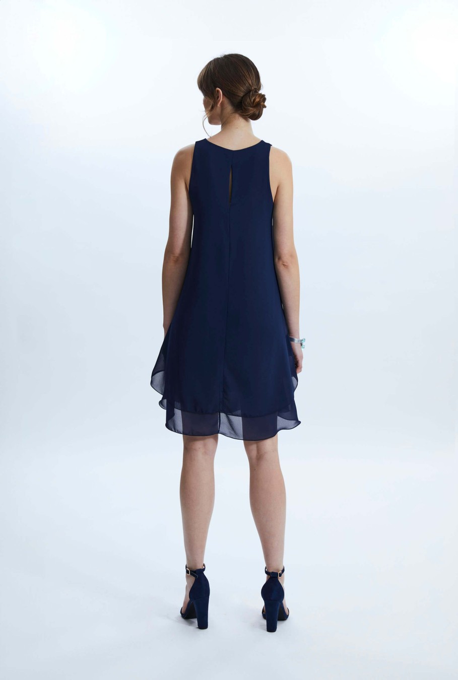 James Lakeland Dresses | Sleeveless Wave Hem Dress Navy