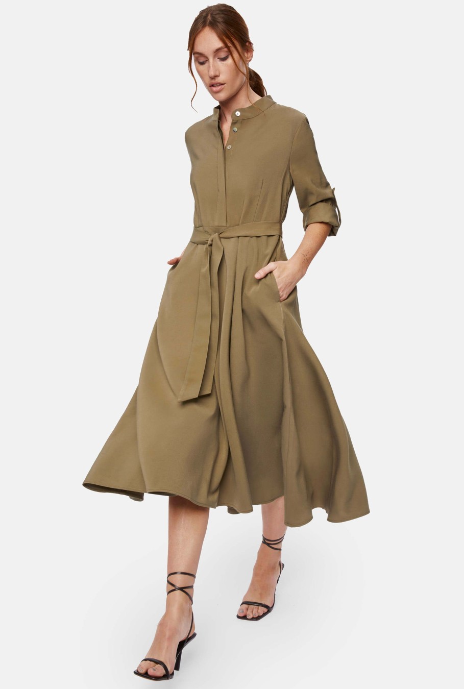 James Lakeland Dresses | Roll Sleeve Midi Dress Military