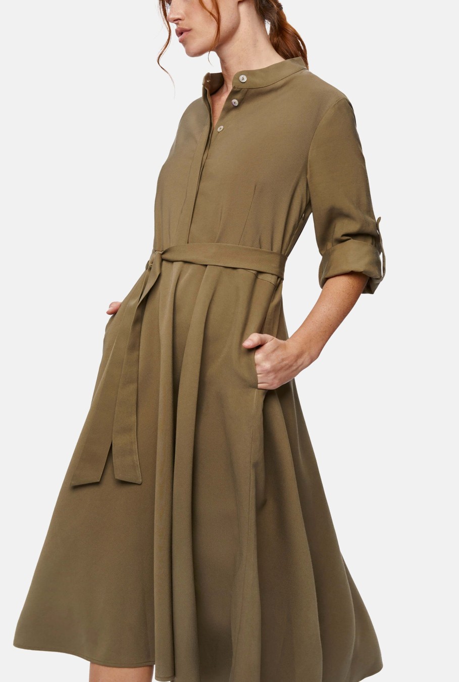 James Lakeland Dresses | Roll Sleeve Midi Dress Military