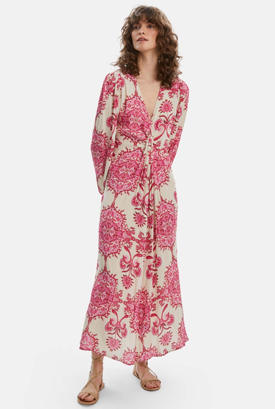 James Lakeland Dresses | Printed Knot Midi Dress Pink