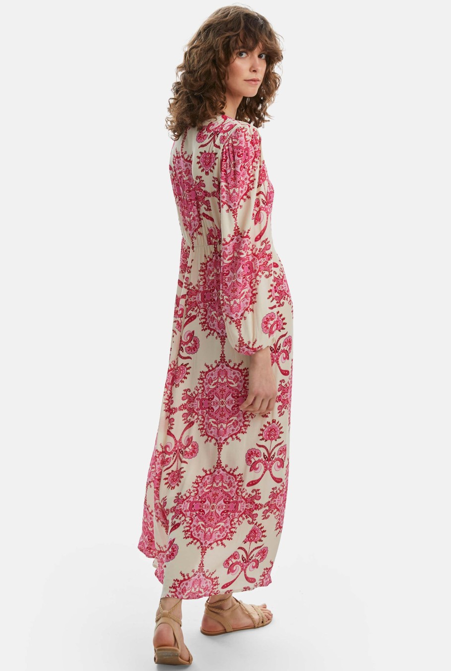 James Lakeland Dresses | Printed Knot Midi Dress Pink