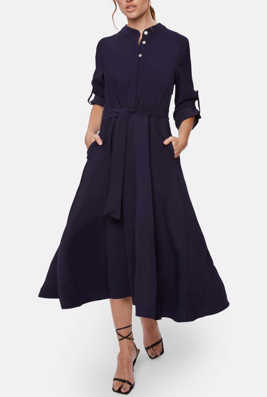 James Lakeland Dresses | Roll Sleeve Midi Dress Navy