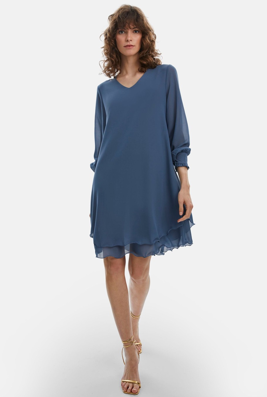 James Lakeland Dresses | Long Sleeve Denim Wave Hem Dress