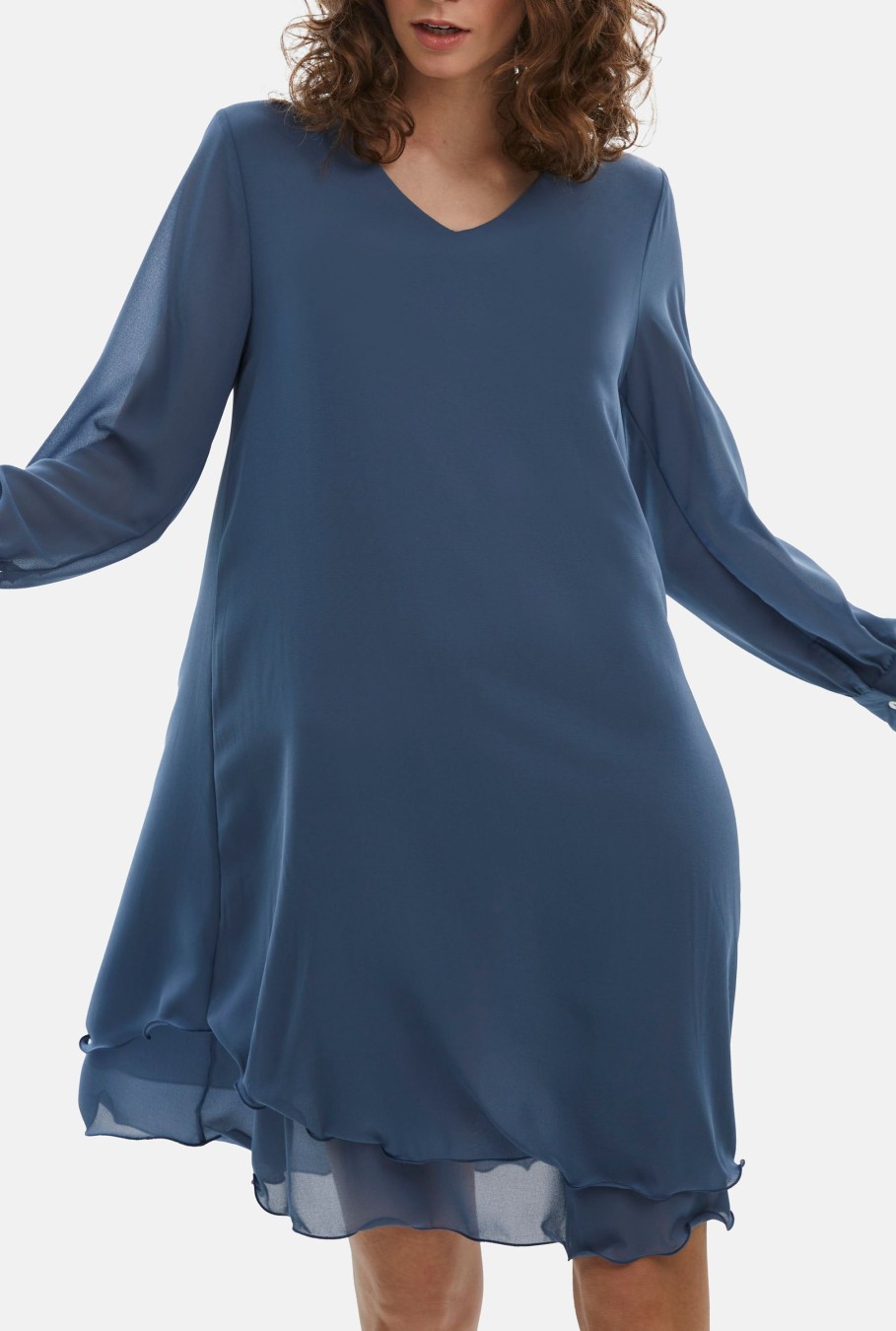 James Lakeland Dresses | Long Sleeve Denim Wave Hem Dress