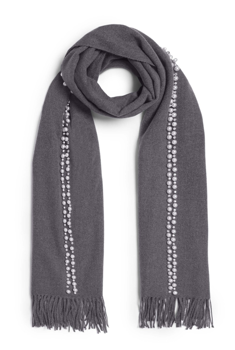 James Lakeland Accessories | Pearl Detail Scarf Charcoal