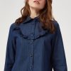 James Lakeland Tops & Knitwear | Denim Poplin Ruffle Shirt