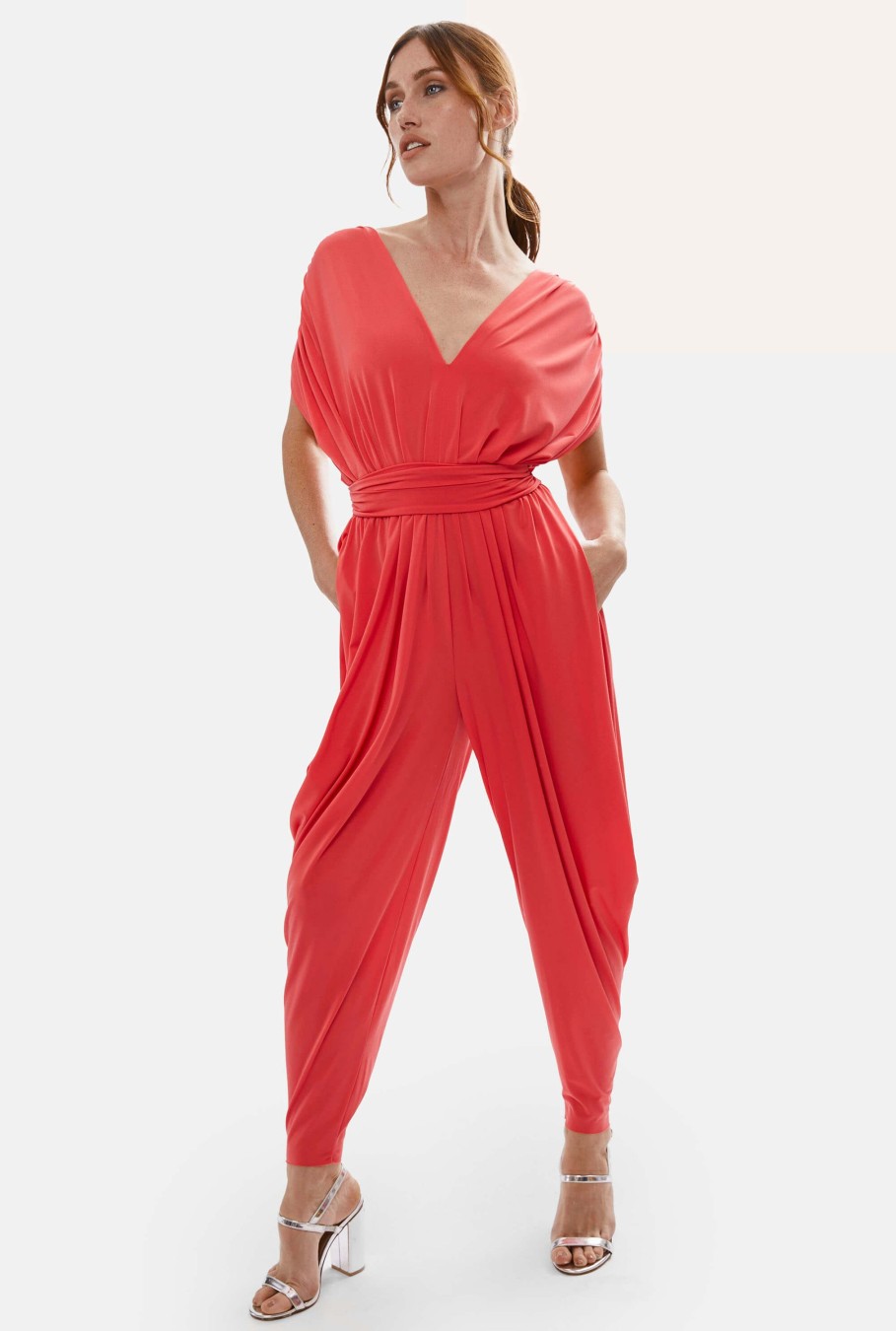 James Lakeland Trousers | Ruched Jumpsuit Red