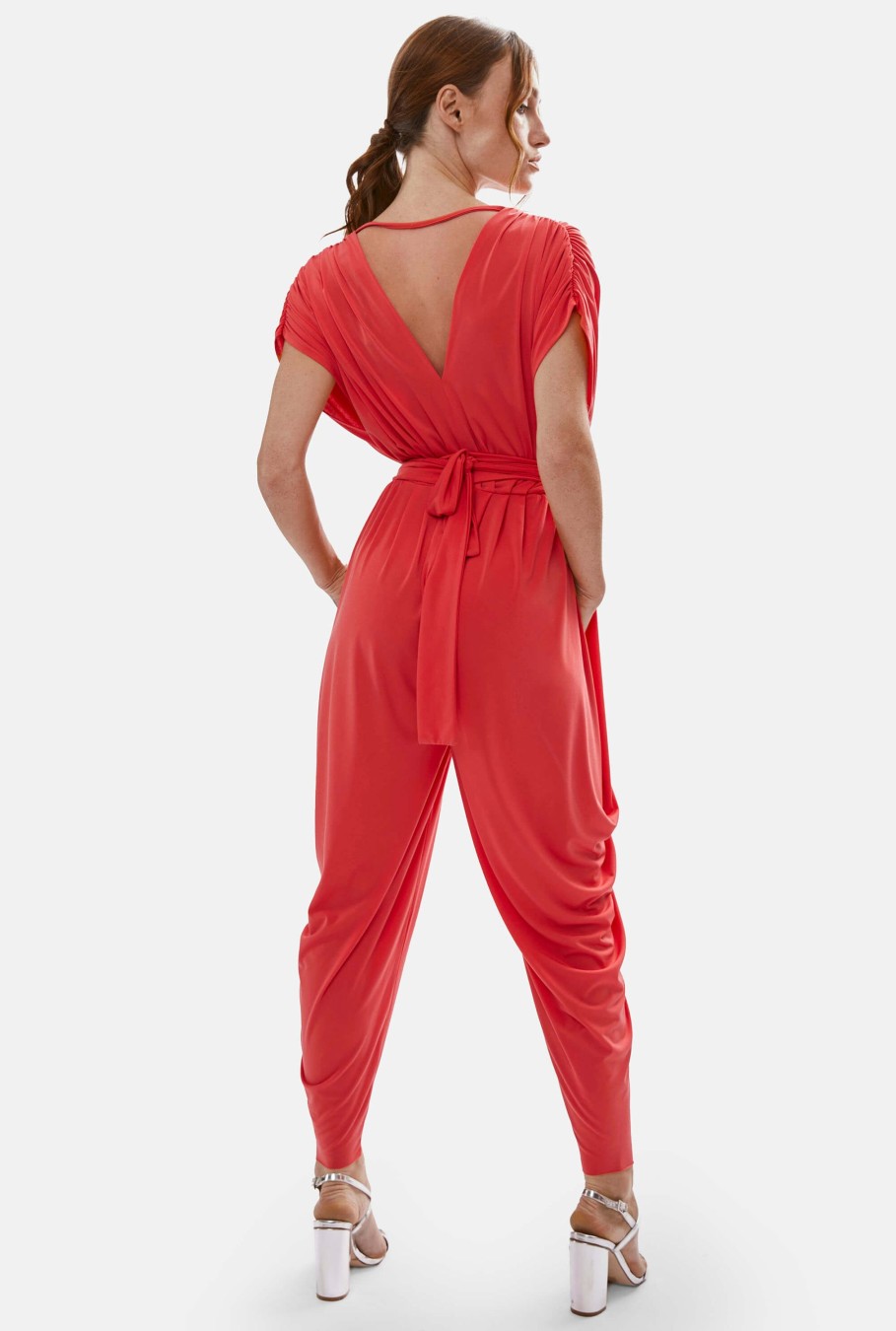 James Lakeland Trousers | Ruched Jumpsuit Red