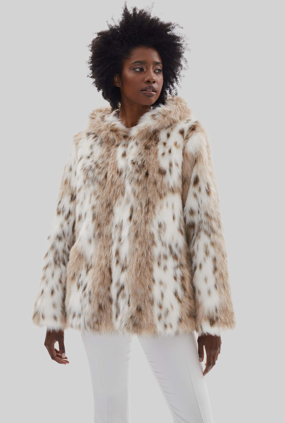 James Lakeland Coats & Jackets | Lynx Hooded Faux Fur Jacket