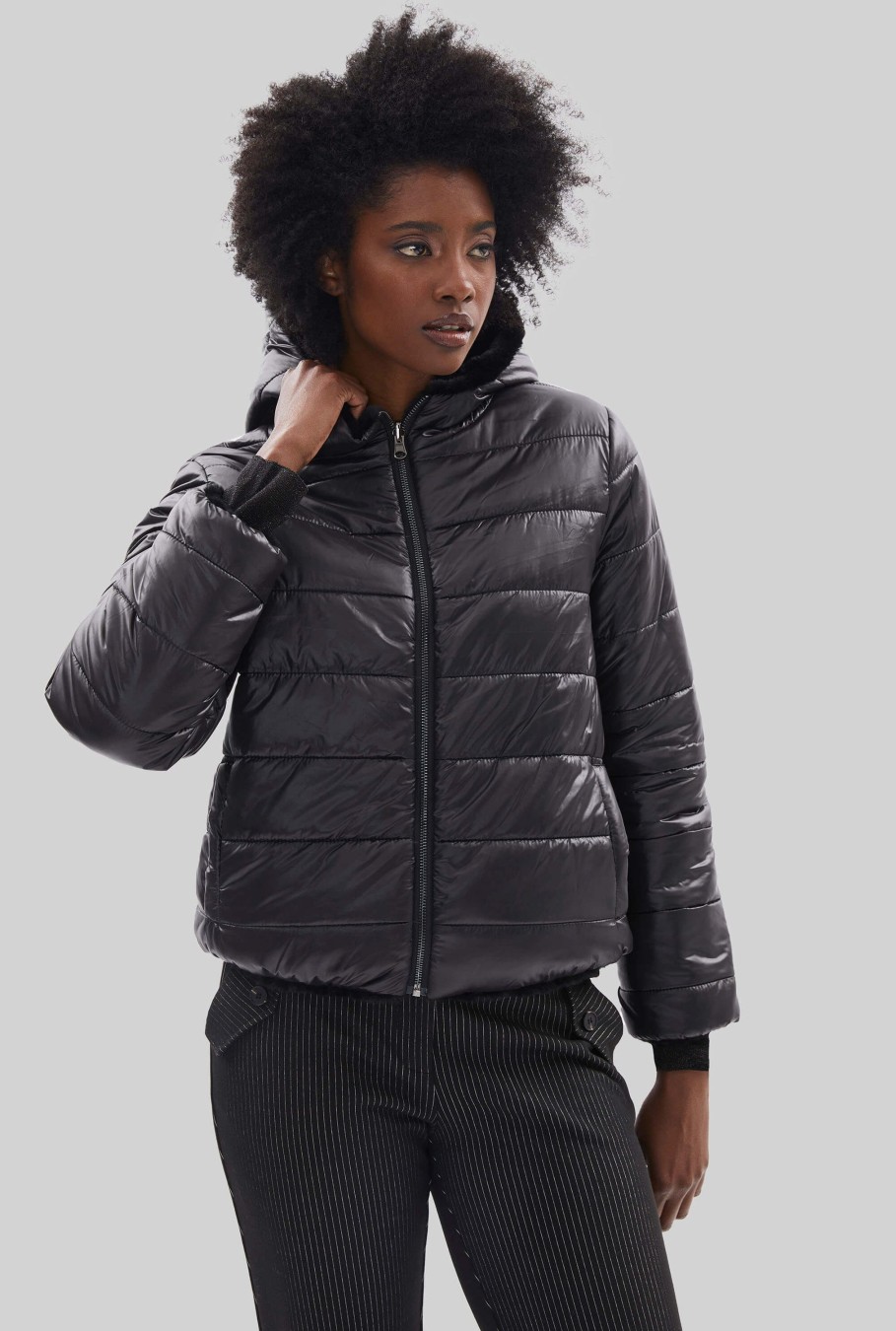 James Lakeland Coats & Jackets | Short Reversible Faux Fur Jacket Black