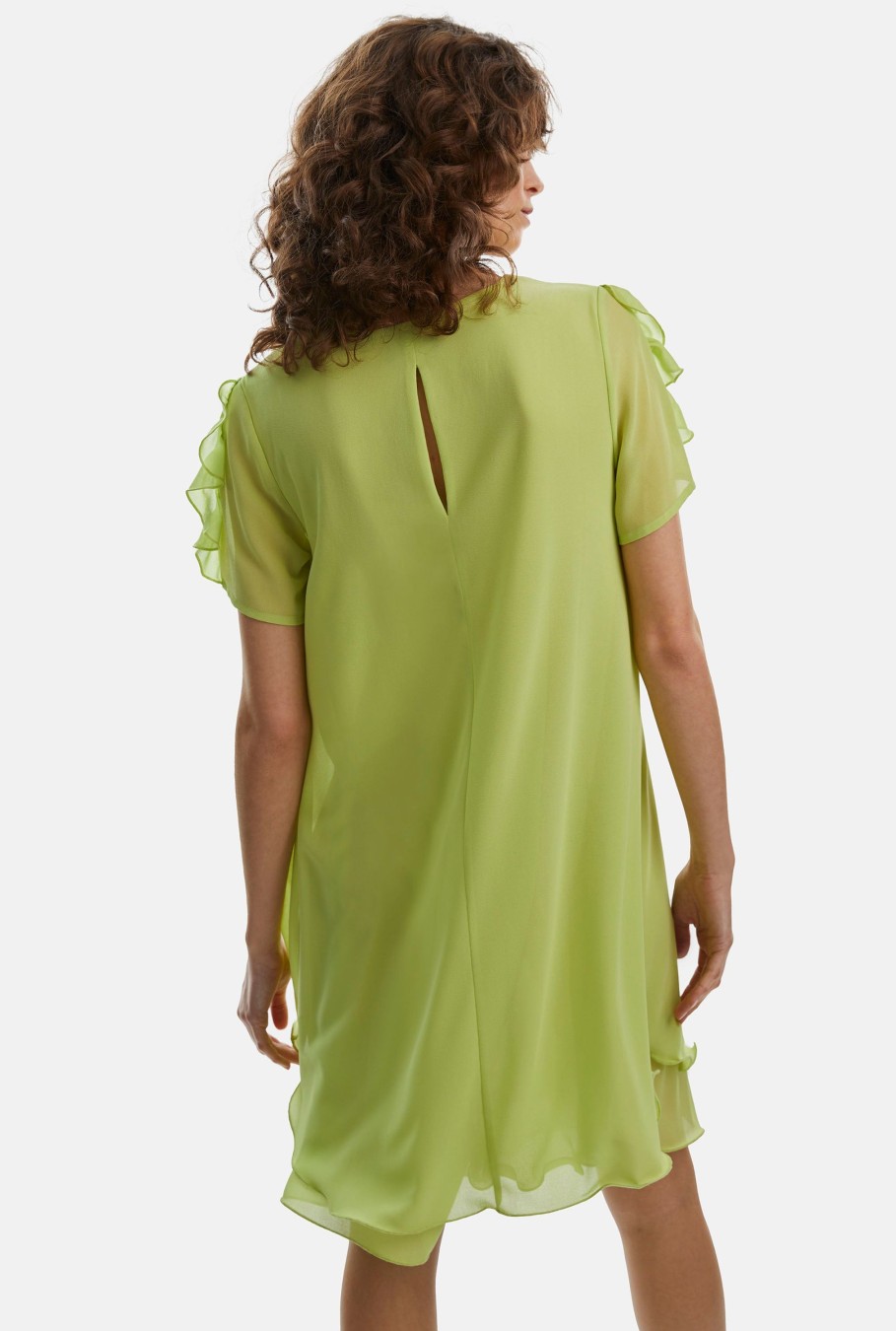 James Lakeland Dresses | Short Sleeve Wave Hem Dress Lime