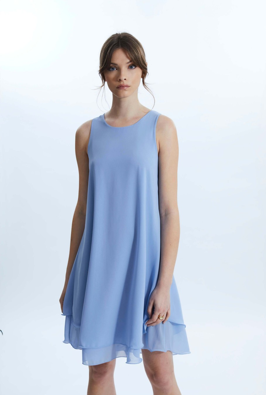 James Lakeland Dresses | Sleeveless Wave Hem Dress Pale Blue