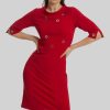 James Lakeland Dresses | Eyelet High Collar Dress Red