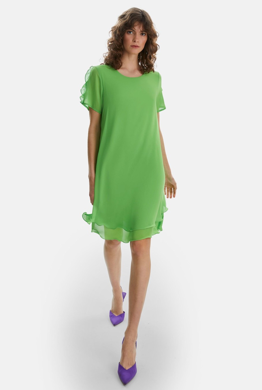 James Lakeland Dresses | Short Sleeve Wave Hem Dress Green