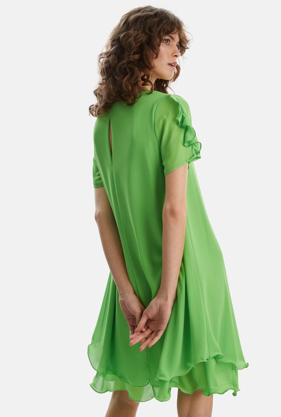 James Lakeland Dresses | Short Sleeve Wave Hem Dress Green