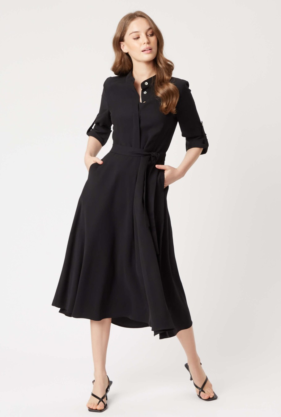 James Lakeland Dresses | Roll Sleeve Midi Dress Black