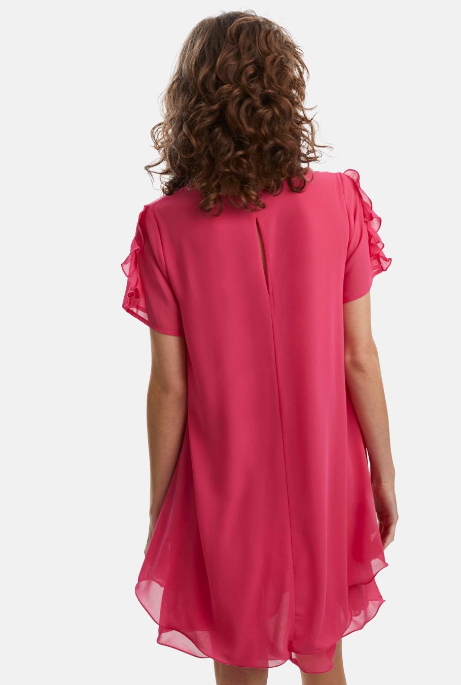 James Lakeland Dresses | Short Sleeve Wave Hem Dress Fuchsia