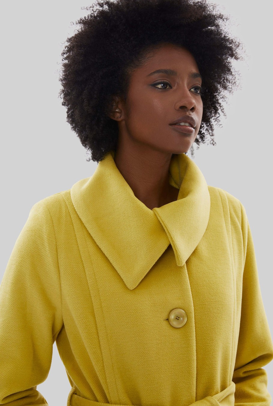 James Lakeland Coats & Jackets | Large Collar Belted Coat Lime