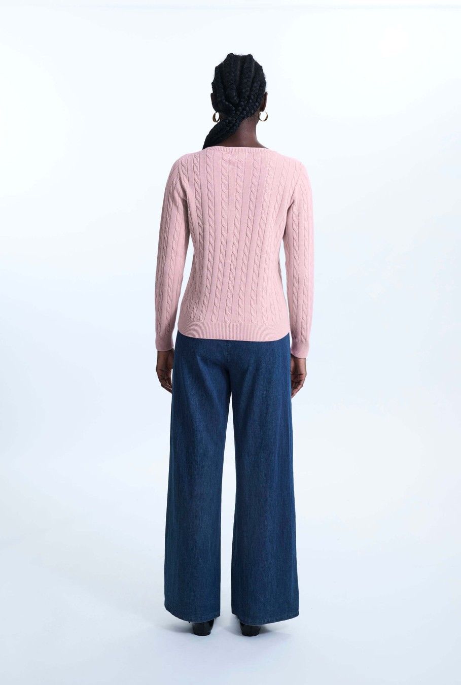 James Lakeland Tops & Knitwear | Cable Knit Jumper Pale Pink