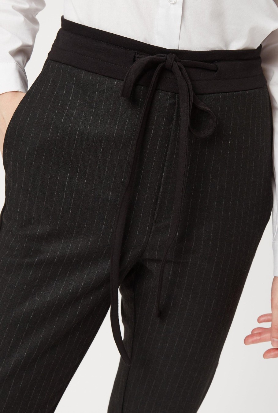 James Lakeland Trousers | Pinstripe Jersey Trousers