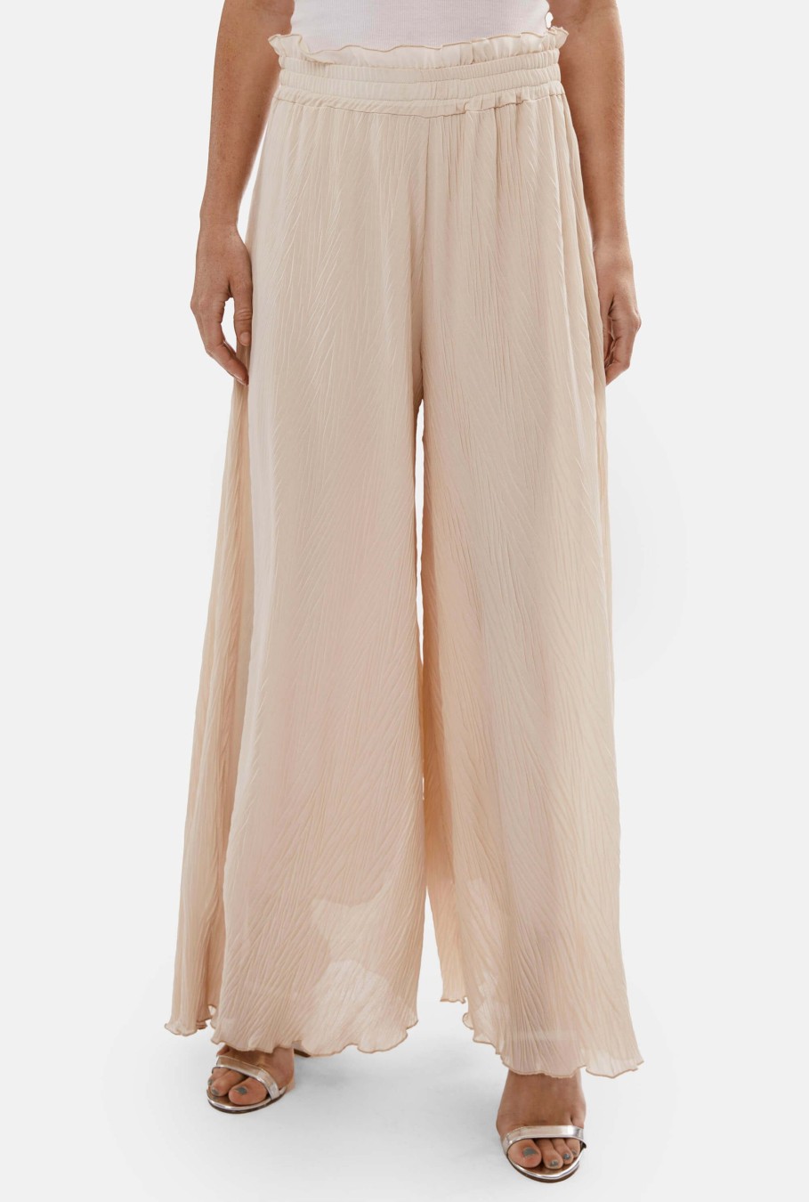 James Lakeland Trousers | Pleated Cropped Trousers Beige