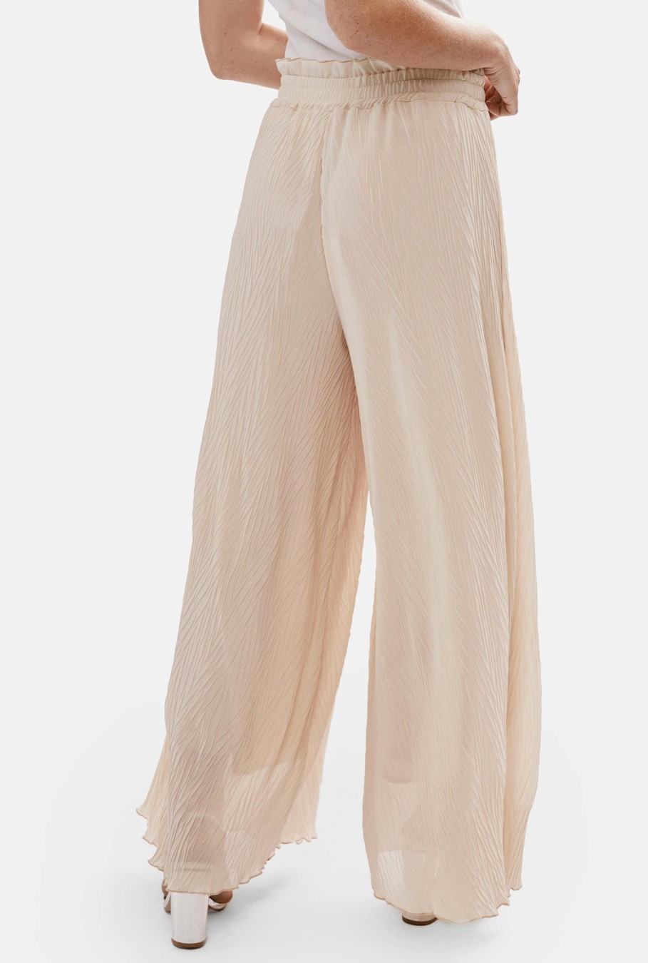 James Lakeland Trousers | Pleated Cropped Trousers Beige