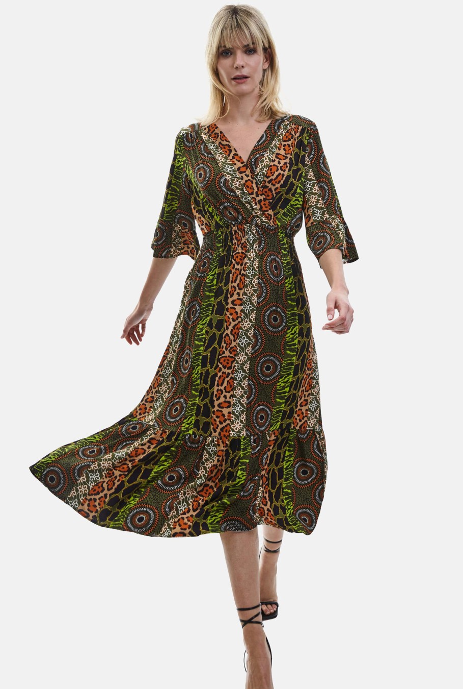 James Lakeland Dresses | Flute Sleeve Midi Dress