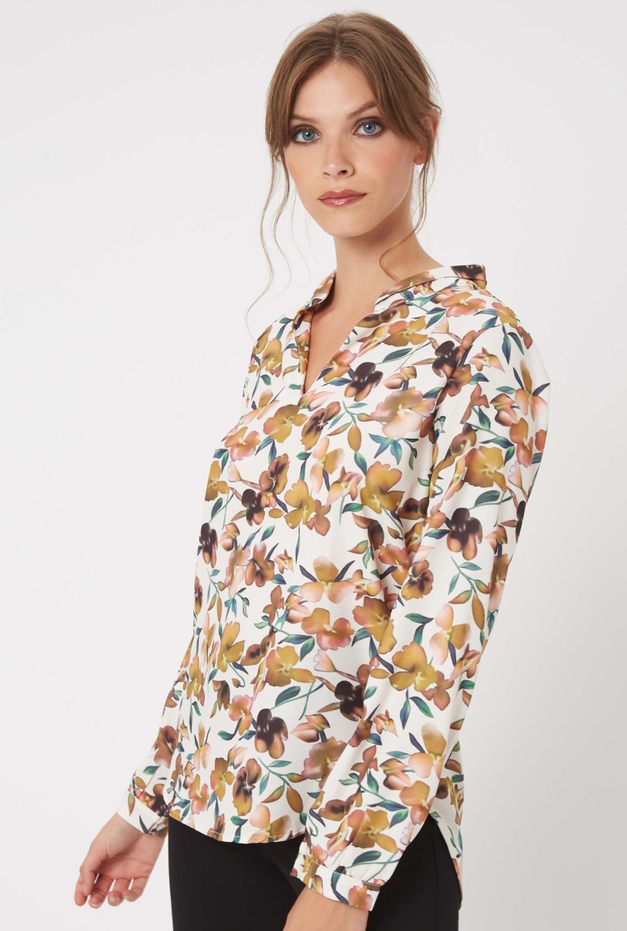 James Lakeland Tops & Knitwear | Printed Mandarin Collar Blouse