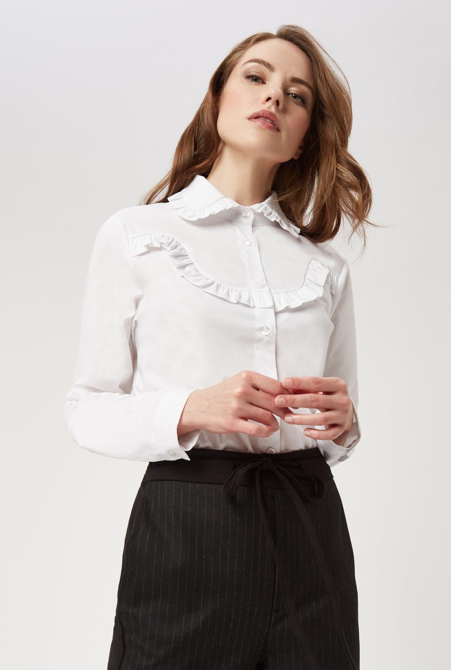 James Lakeland Tops & Knitwear | Poplin Ruffle Shirt